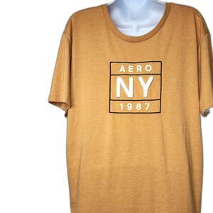 Men's Aeropostale NY 1987 Graphic T Shirt Mustard Yellow Sz. L Retro Y2K